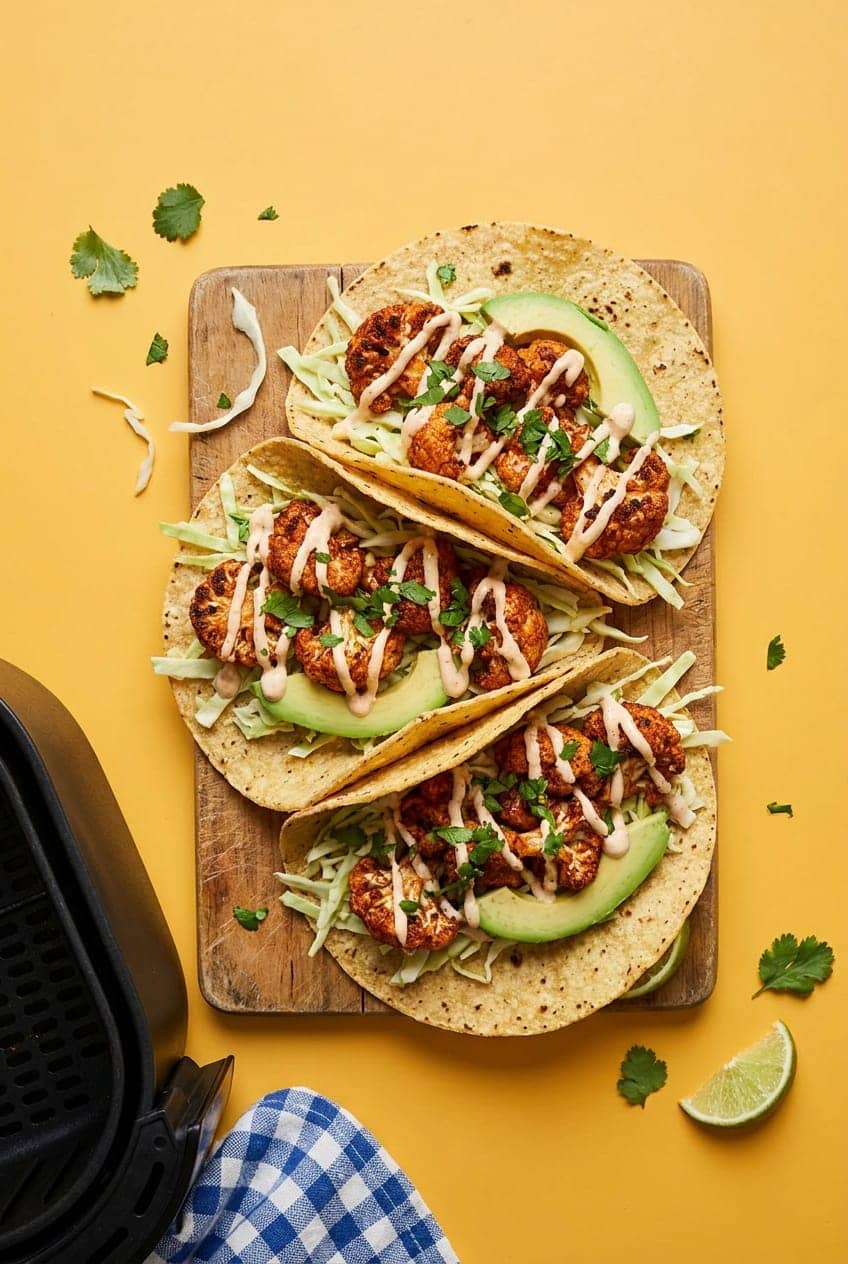 Crispy Air-Fryer Cauliflower Tacos with Lime Slaw