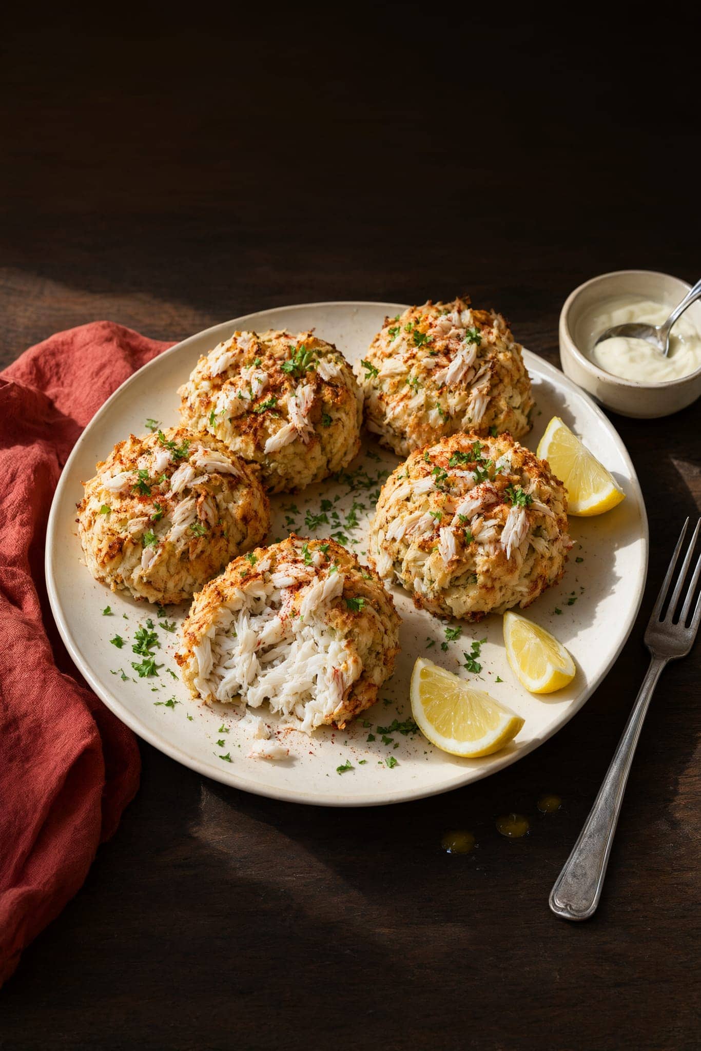 Golden Air-Fryer Crab Cakes with Lemon Aioli