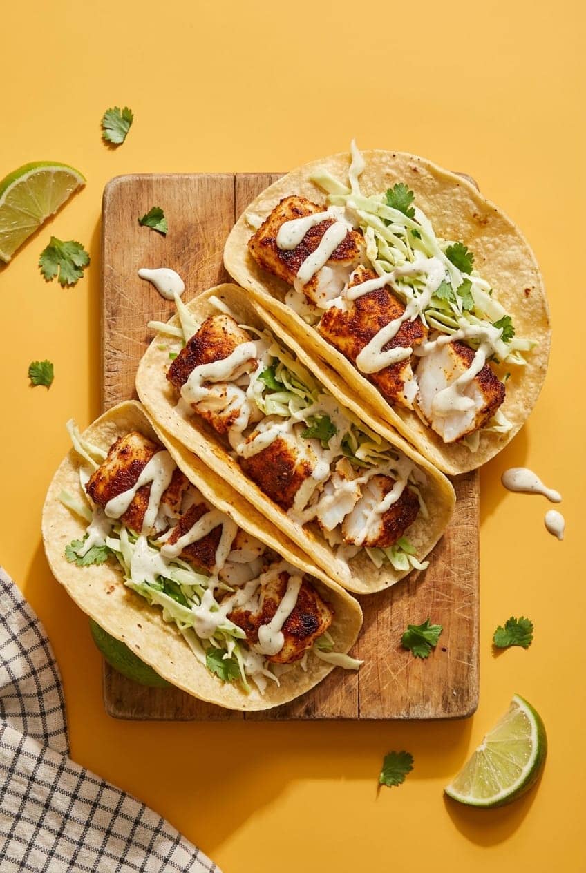 Smoky Air-Fryer Fish Tacos with Lime Crema