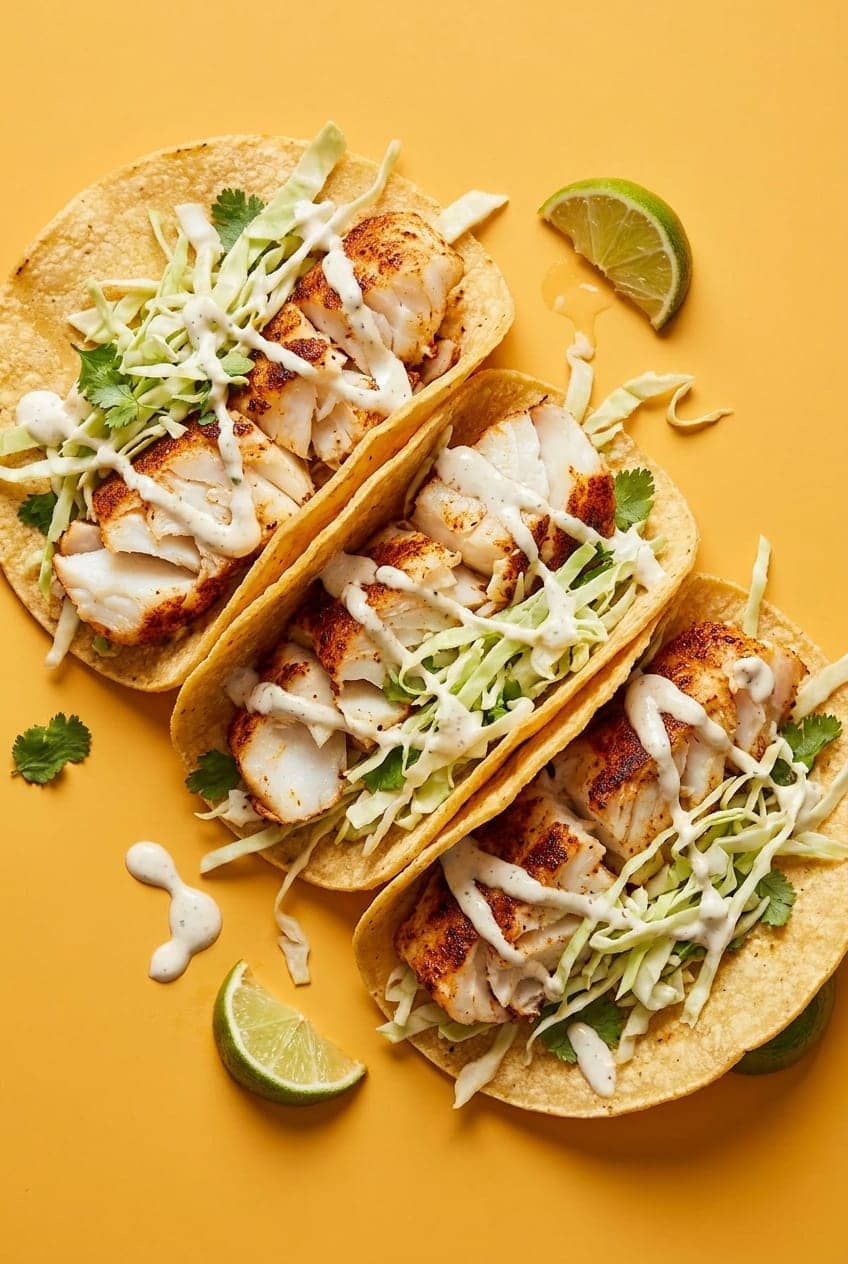Smoky Air-Fryer Fish Tacos with Lime Crema