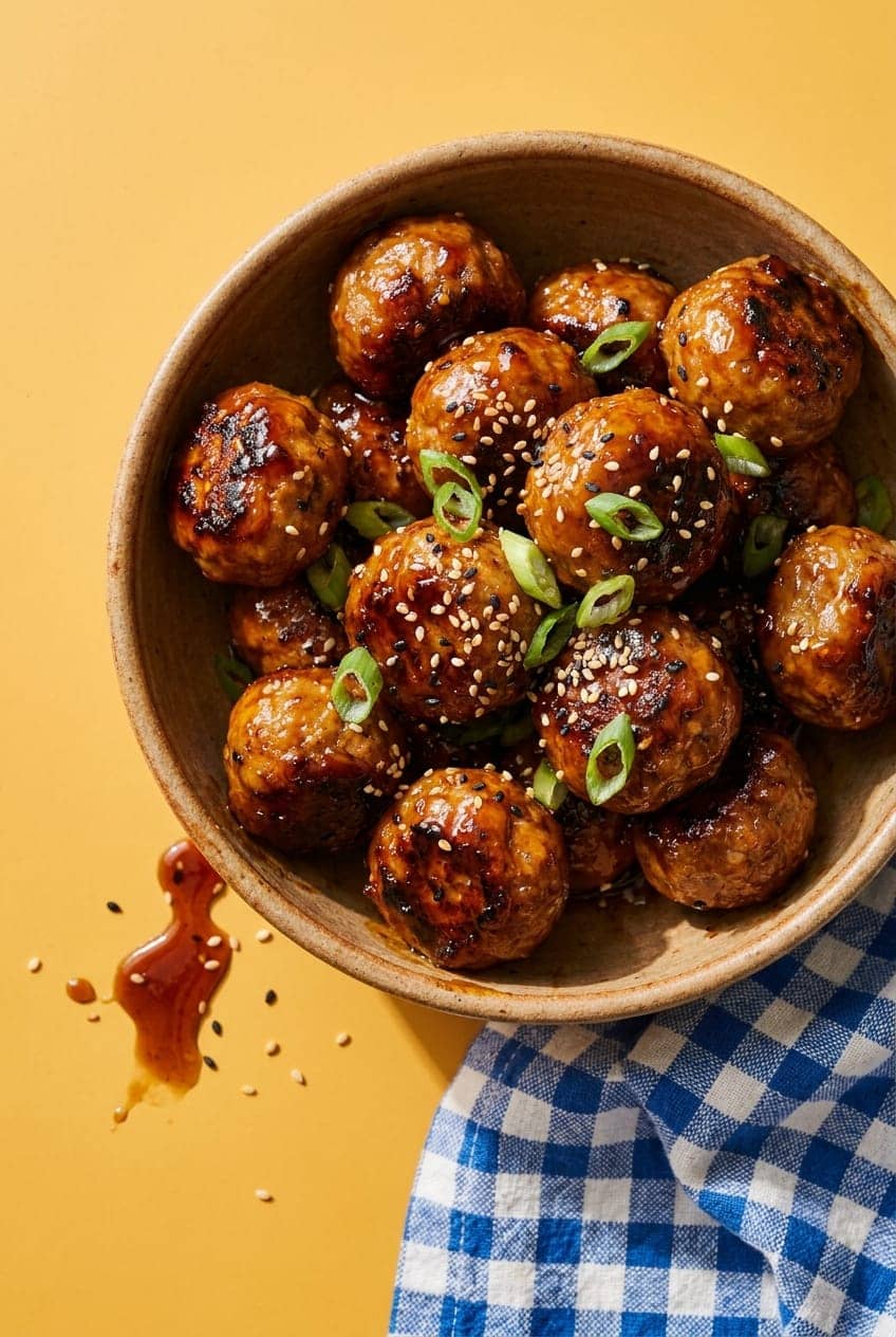 Sticky Air-Fryer Honey Garlic Meatballs