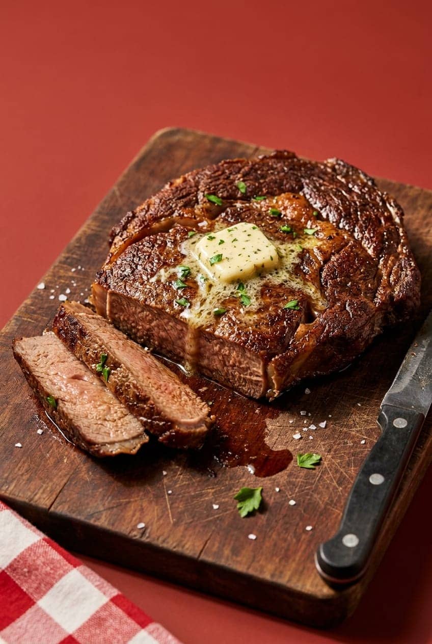 Steakhouse Air-Fryer Ribeye Steak with Garlic Herb Butter