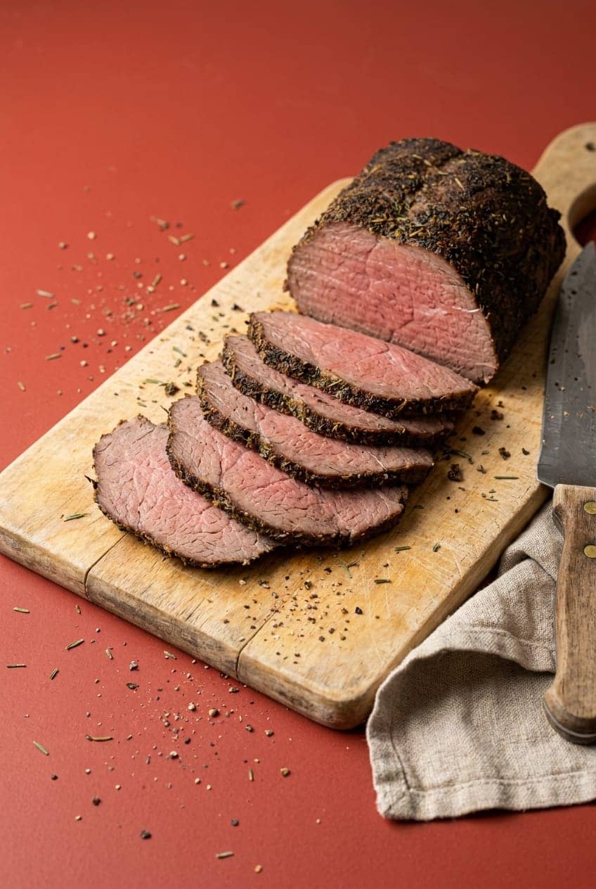 Juicy Air-Fryer Roast Beef with a Garlic Herb Crust
