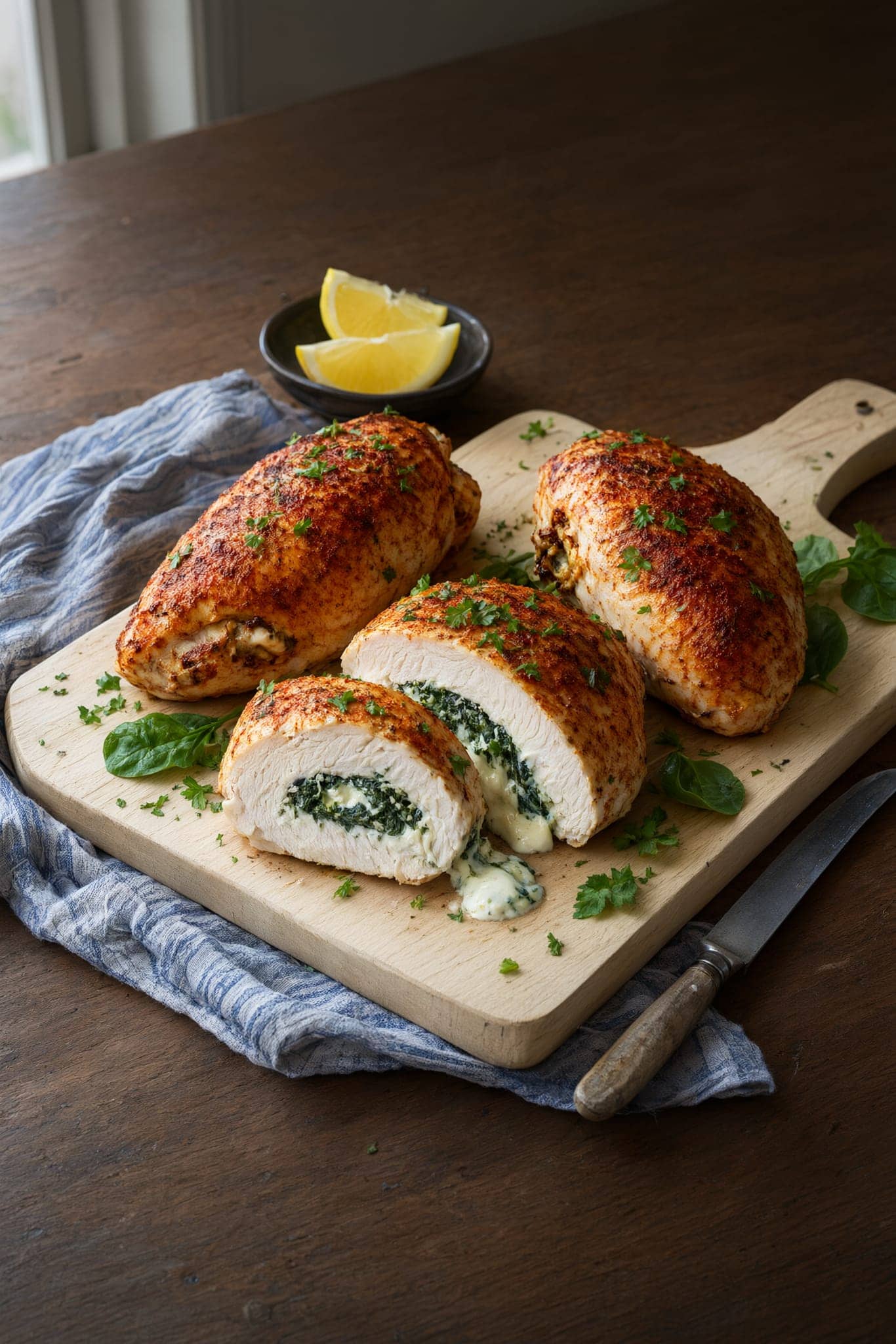 Creamy Spinach Air-Fryer Stuffed Chicken Breast