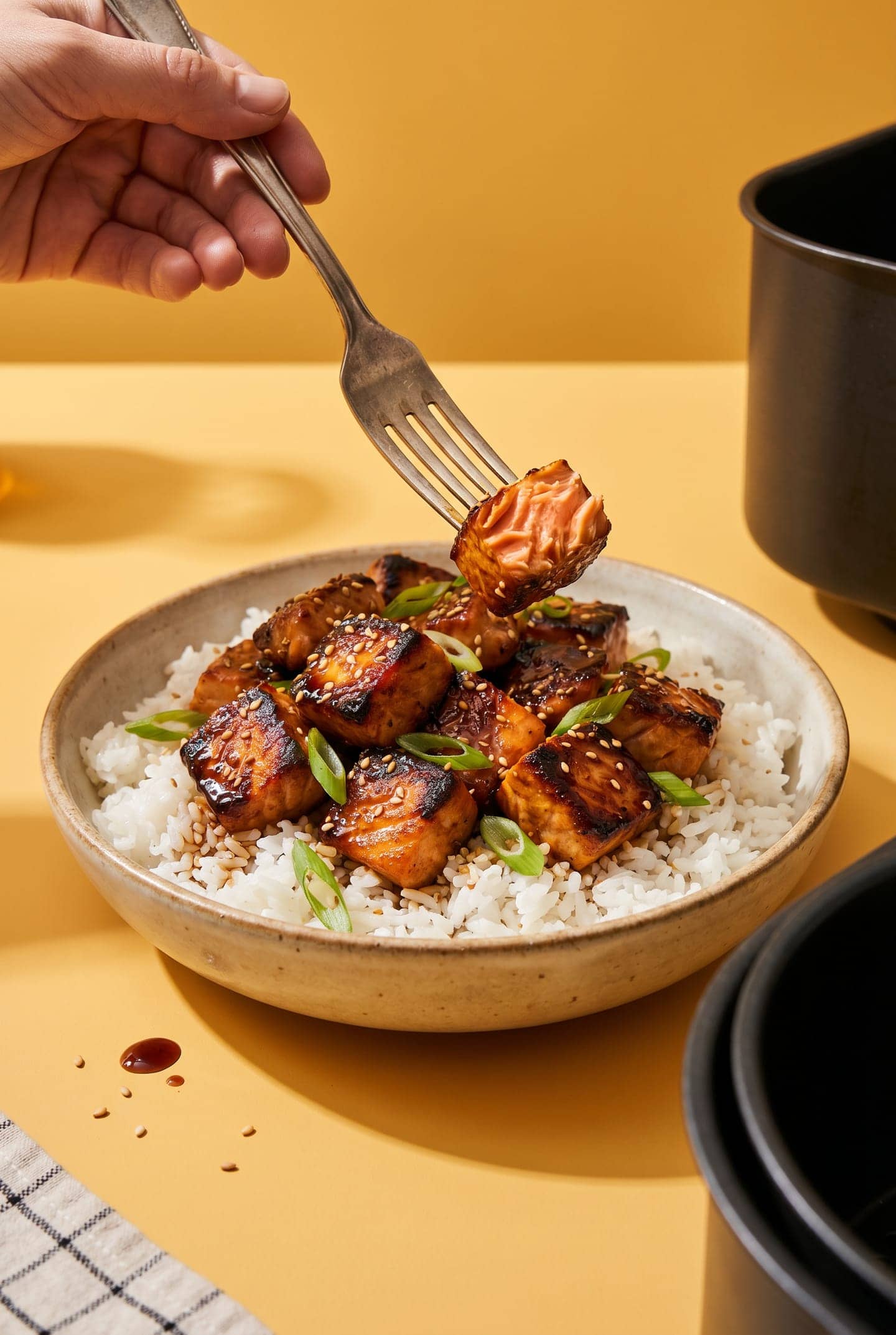 Air-Fryer Teriyaki Salmon Bites