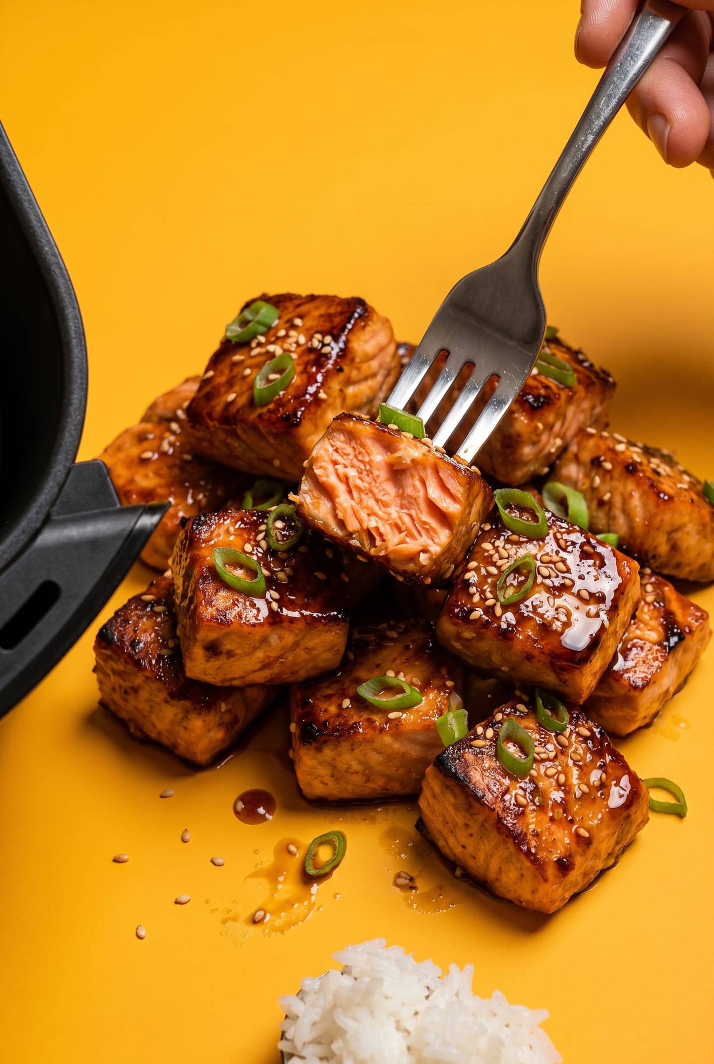 Air-Fryer Teriyaki Salmon Bites