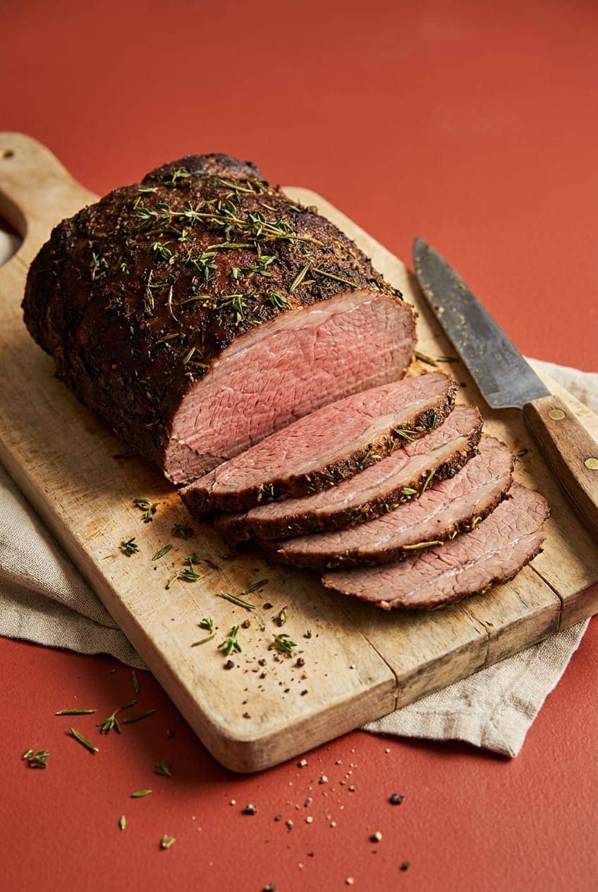 Juicy Air-Fryer Roast Beef with a Garlic Herb Crust